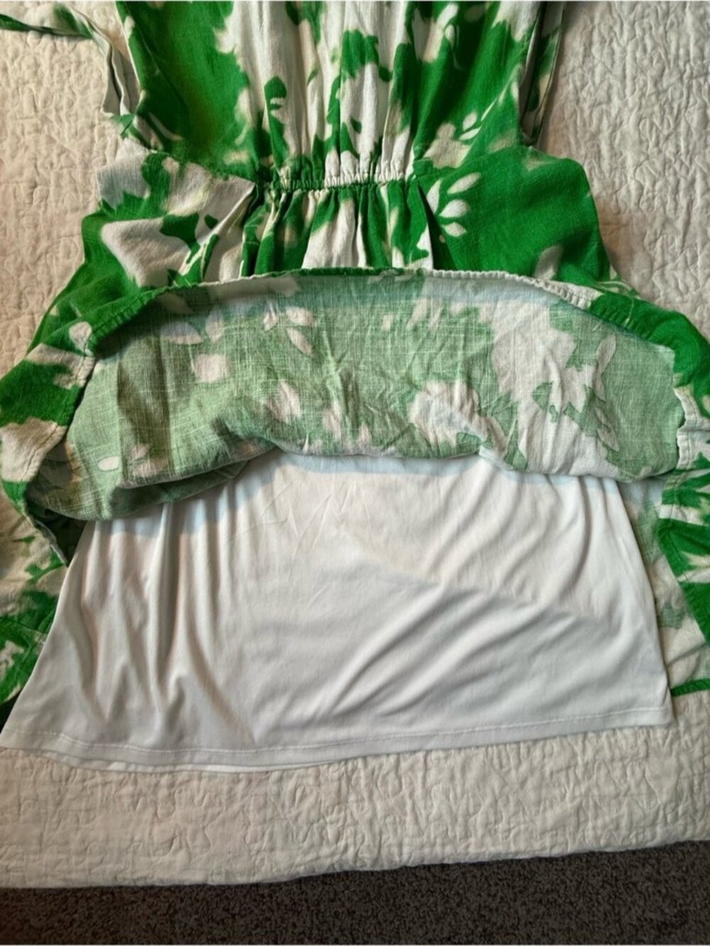 Simply Vera Vera Wang White and Green Floral Dress